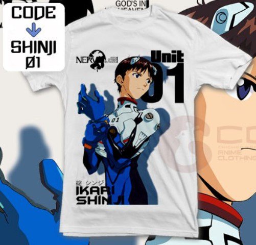 ANIME MANGA T-SHIRT TEES SHINJI IKARI SHIN SEIKI EVANGERION S M L XL 2XL