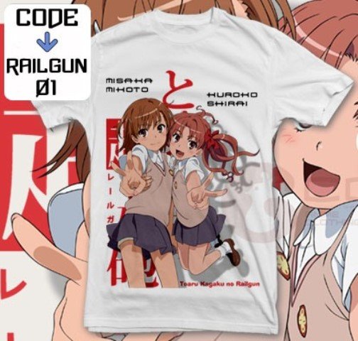 ANIME MANGA T-SHIRT TEES MIKOTO MISAKA KUROKO SHIRAI TOARU KAGAKU NO RAILGUN S M L XL 2XL
