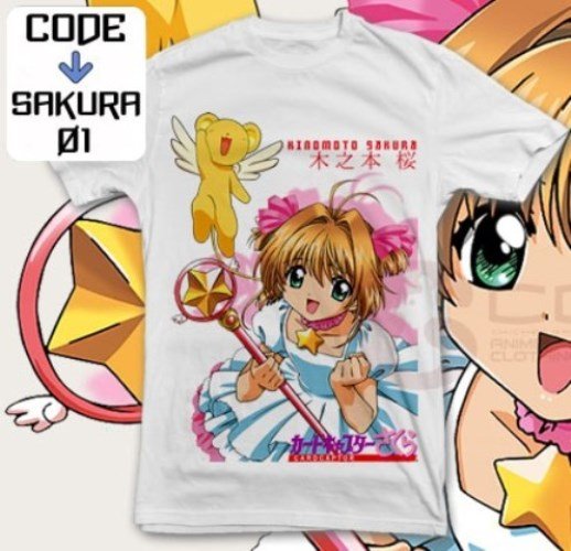 ANIME MANGA T-SHIRT TEES SAKURA KINOMOTO CARDCAPTOR SAKURA S M L XL 2XL