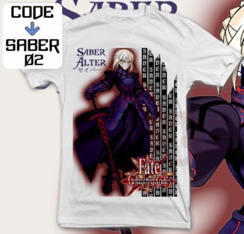 ANIME MANGA T-SHIRT TEES SABER ALTER FATE UNLIMITED CODES S M L XL 2XL