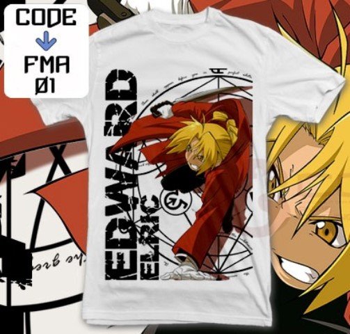 ANIME MANGA T-SHIRT TEES EDWARD ELRIC FULL METAL ALCHEMIST S M L XL 2XL