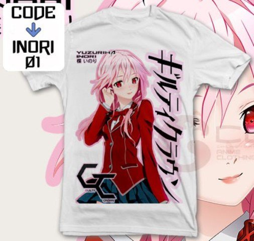 ANIME MANGA T-SHIRT TEES INORI YUZURIHA GUILTY CROWN S M L XL 2XL