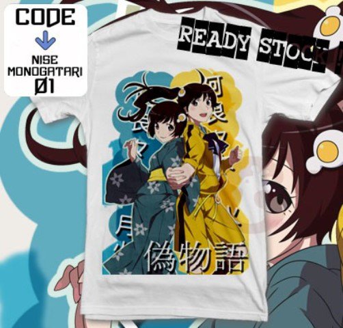 ANIME MANGA T-SHIRT TEES ARARAGI SISTERS NISEMONOGATARI S M L XL 2XL
