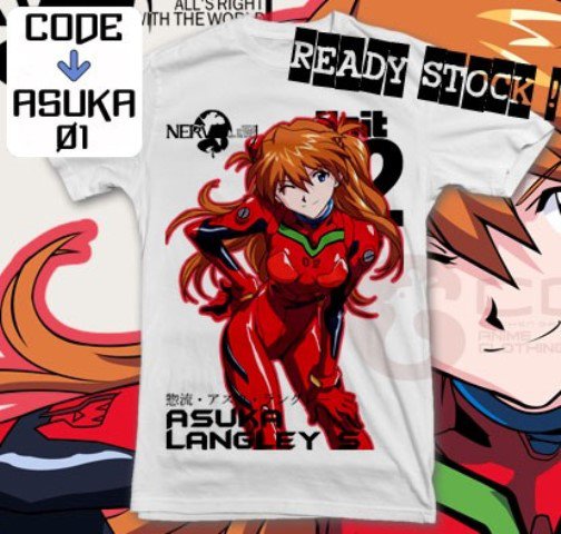 ANIME MANGA T-SHIRT TEES ASUKA LANGLEY EVANGELION S M L XL 2XL