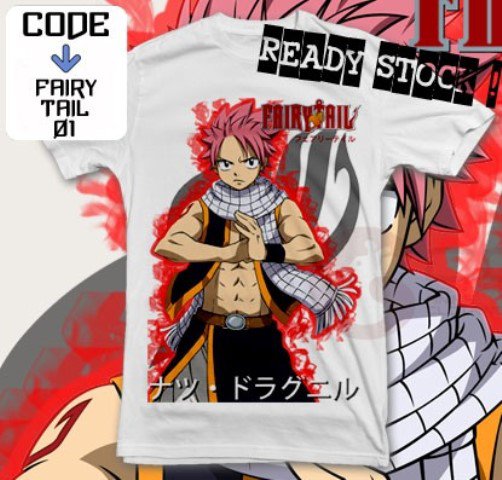 ANIME MANGA T-SHIRT TEES NATSU DRAGNEEL FAIRY TAIL S M L XL 2XL