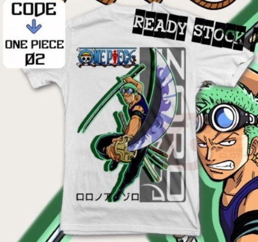 ANIME MANGA T-SHIRT TEES RORONOA ZORO ONE PIECE S M L XL 2XL