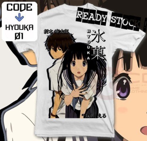 ANIME MANGA T-SHIRT TEES HOTARO OREKI ERU CHITANDA HYOUKA S M L XL 2XL