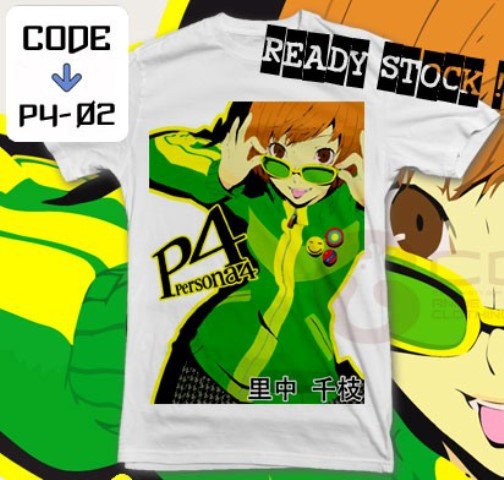 ANIME MANGA T-SHIRT TEES CHIE SATONAKA PERSONA 4 S M L XL 2XL
