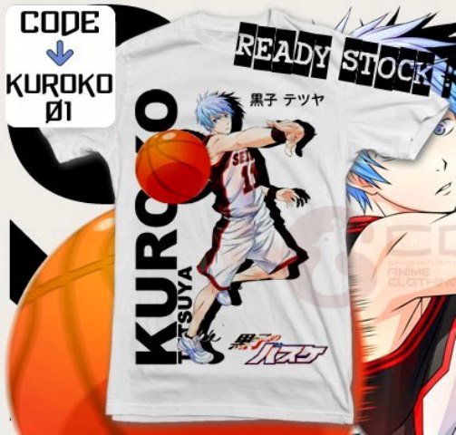 ANIME MANGA T-SHIRT TEES KUROKO TETSUYA KUROKO NO BASKET S M L XL 2XL