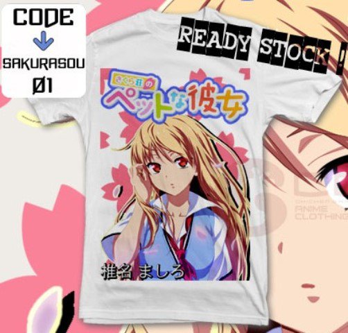 ANIME MANGA T-SHIRT TEES SHIINA MASHIRO SAKURASAOU NO PET NA KANOJO S M L XL 2XL