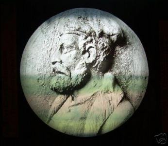 Old Magic Lantern Glass Slide Cartier Medallion Photo