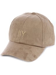 TAN FAUX SUEDE EMBROIDERED BASEBALL