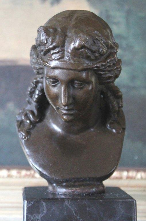 Roman Maiden Bust Bronze Sculpture