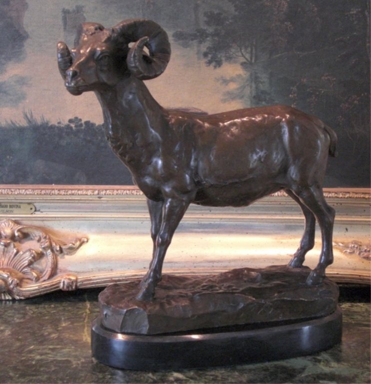 Wildlife Big Horned Sheep Mountain Ram Bronze Sculpture