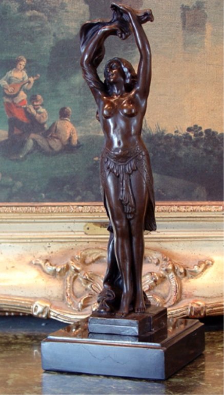 Sensual Semi-Nude Woman Bronze Sculpture