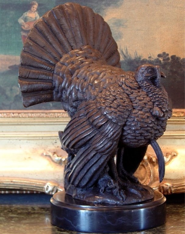 Thanksgiving Turkey Gobble Gobble Bronze Sculpture