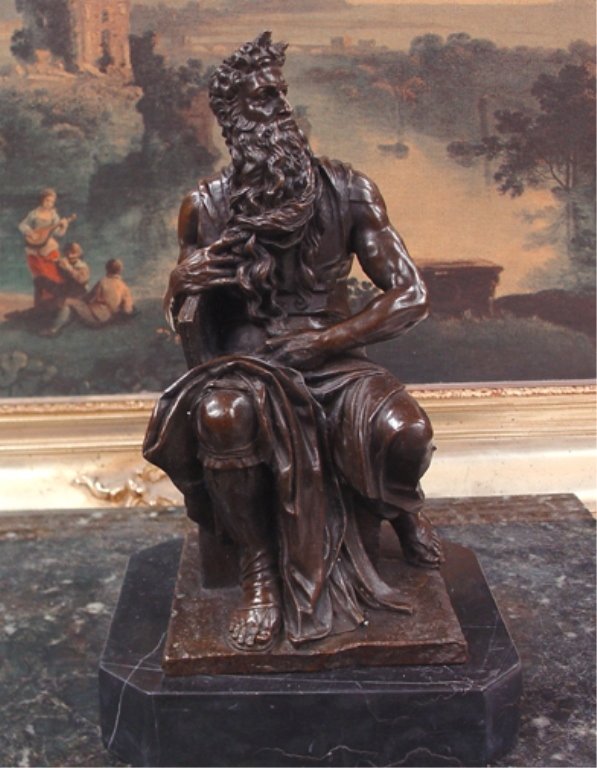 Michelangelo's Biblical Moses Bronze Sculpture