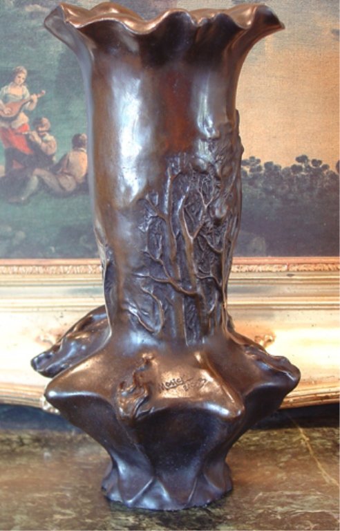 Abstract Nude Male Bronze Vase After Chiparus