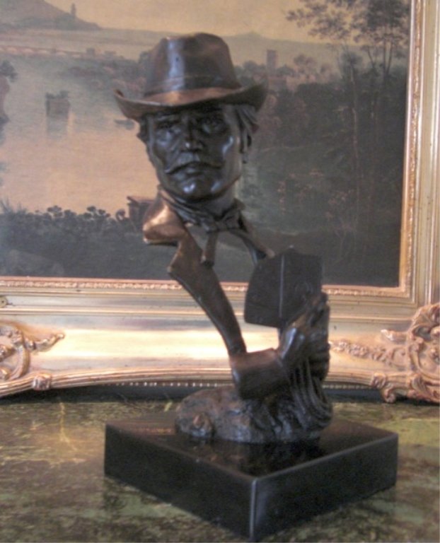Wild West Poker Player Gambler Bronze Bust Sculpture