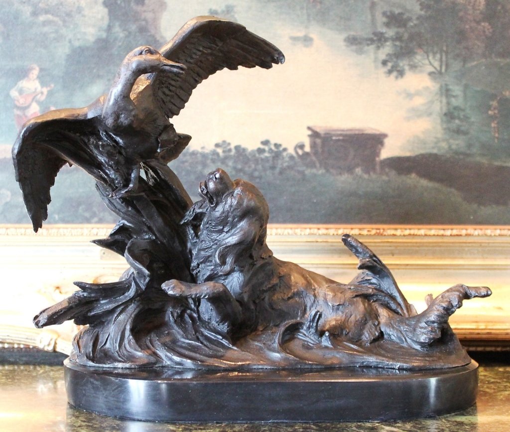 Flushing Retriever Hunting Dog Bronze Sculpture