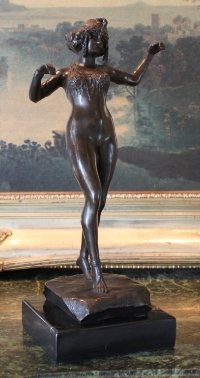 Art Deco Semi-Nude Dancer Bronze Sculpture