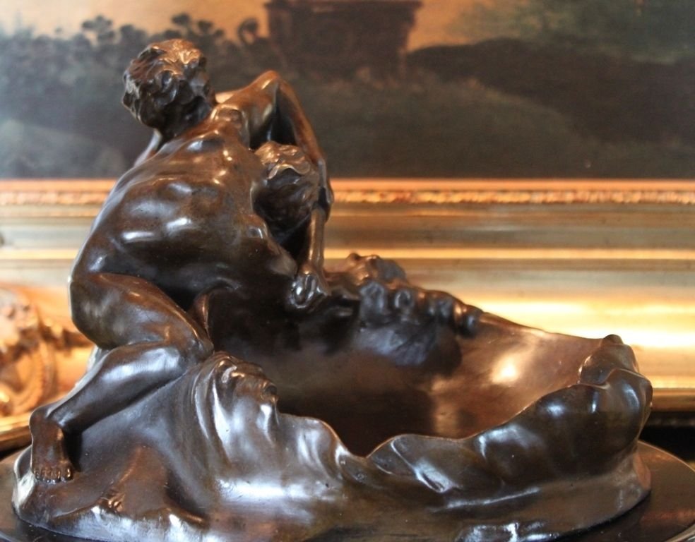 Erotic Nude Gay Male Lovers Bronze Bowl