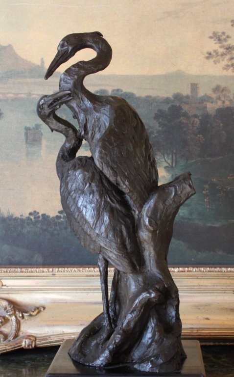 Egret Pair Bronze Sculpture