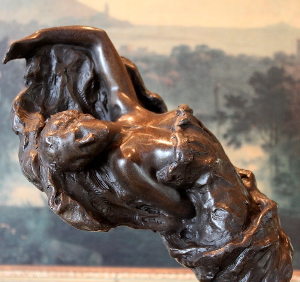 Sensual Draped Reclining Woman Bronze Sculpture