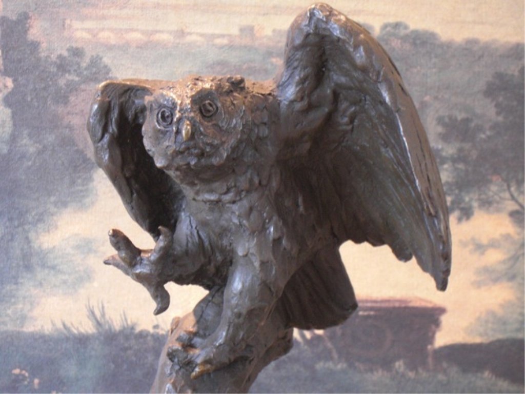 Landing Owl Bird of Prey Bronze Sculpture