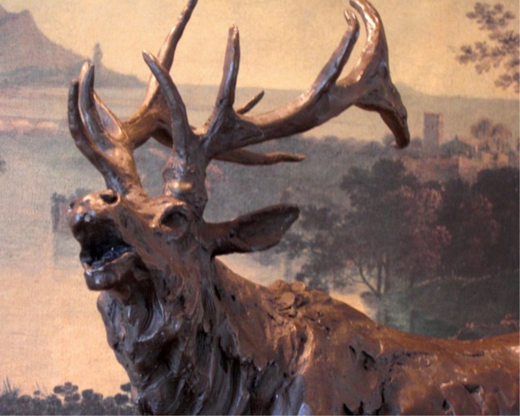 Large Roaring Elk Bronze Sculpture