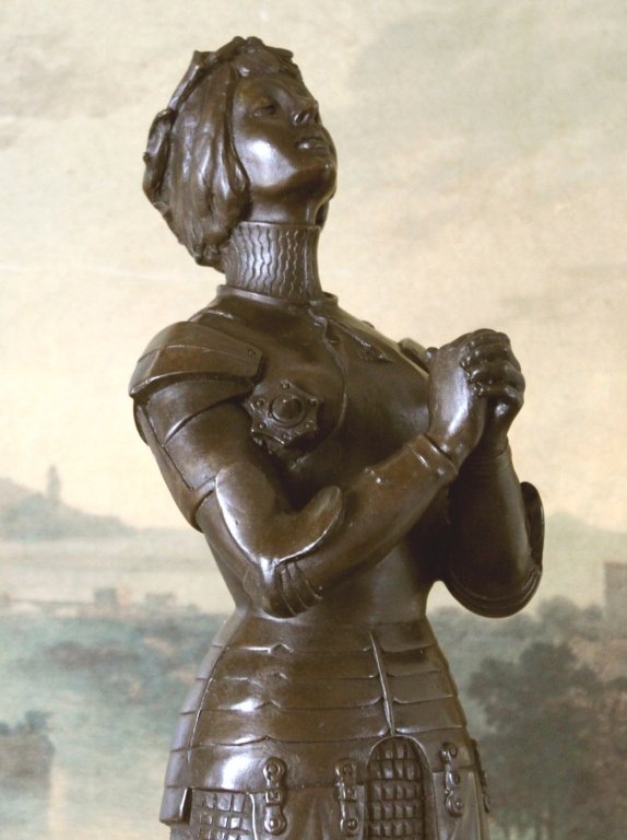 Roman Catholic Saint, Praying Joan of Arc Bronze Sculpture