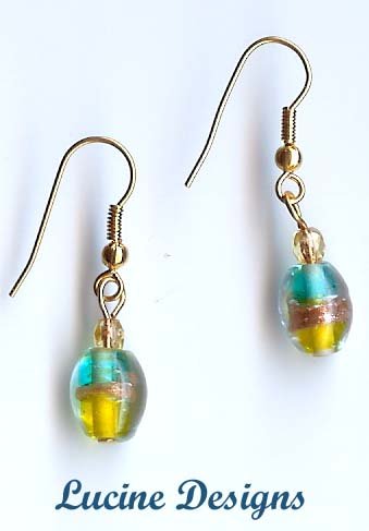 Blue Lampwork Glass Earrings By Lucine (#2008e)