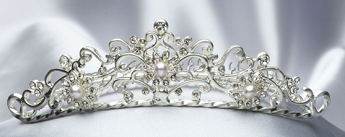 Matte Silver Rhinestone Tiara