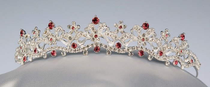 Silver / Garnet Rhinestone Tiara