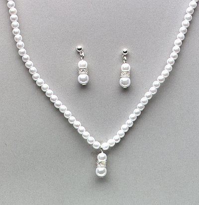 Flower Girl Necklace and Earrings Set (Style # 917)
