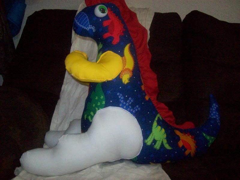 Handmade Stuffed T-Rex Dino With Yellow & White Legs
