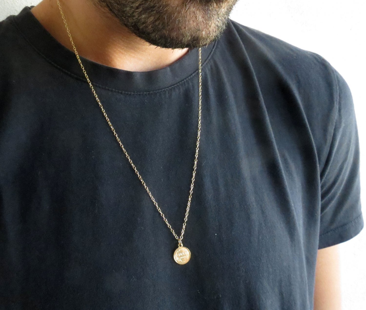 Men's Necklace Men's Coin Necklace Men's Gold Necklace Mens Jewelry