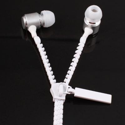 KingTime White 3.5mm plug in-ear stereo zip metal earphones for iphone, ipod, ipad,samsung