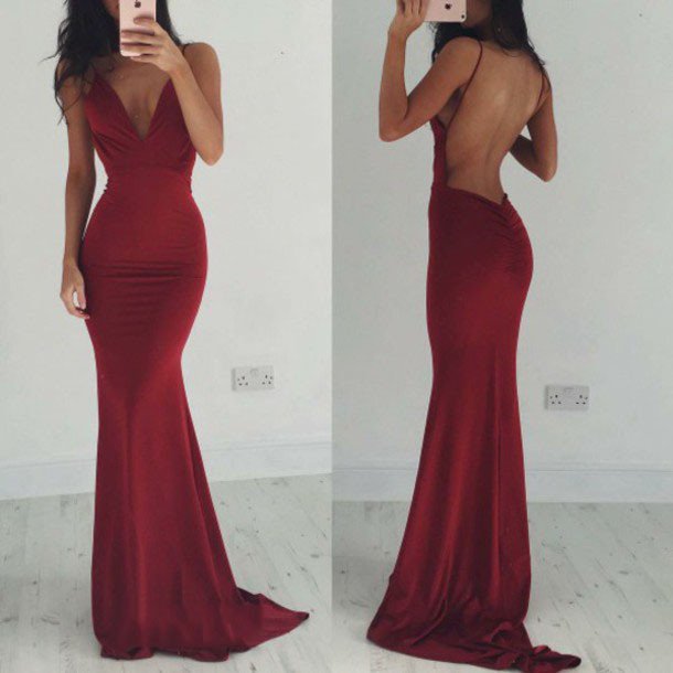 Sexy Backless Floor-Length Charming Prom Dresses,A-Line Floor-Length Evening Dresses,