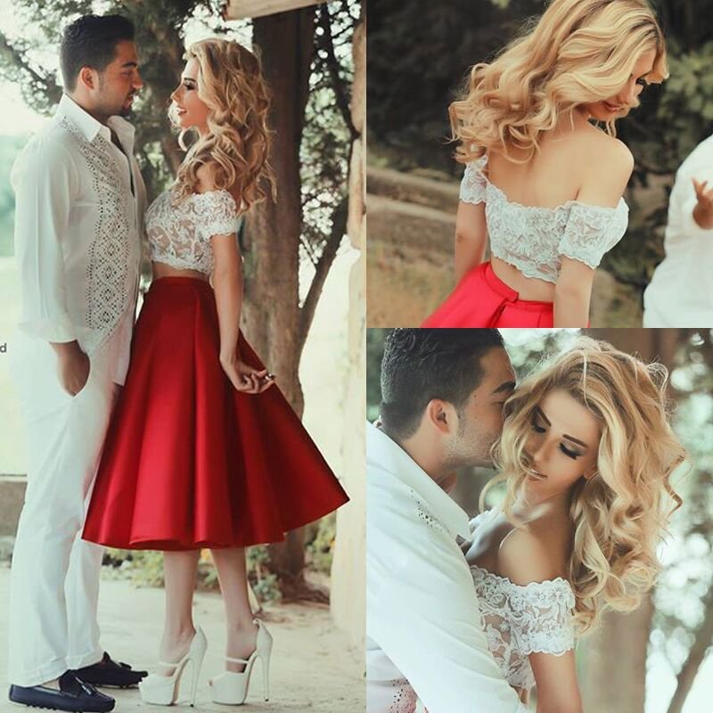 Real Beauty Two Pieces Off Shoulder Short Prom Dresses,Lace Homecoming Dresses