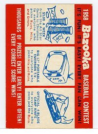 Bazooka Promo Card 1958 Topps