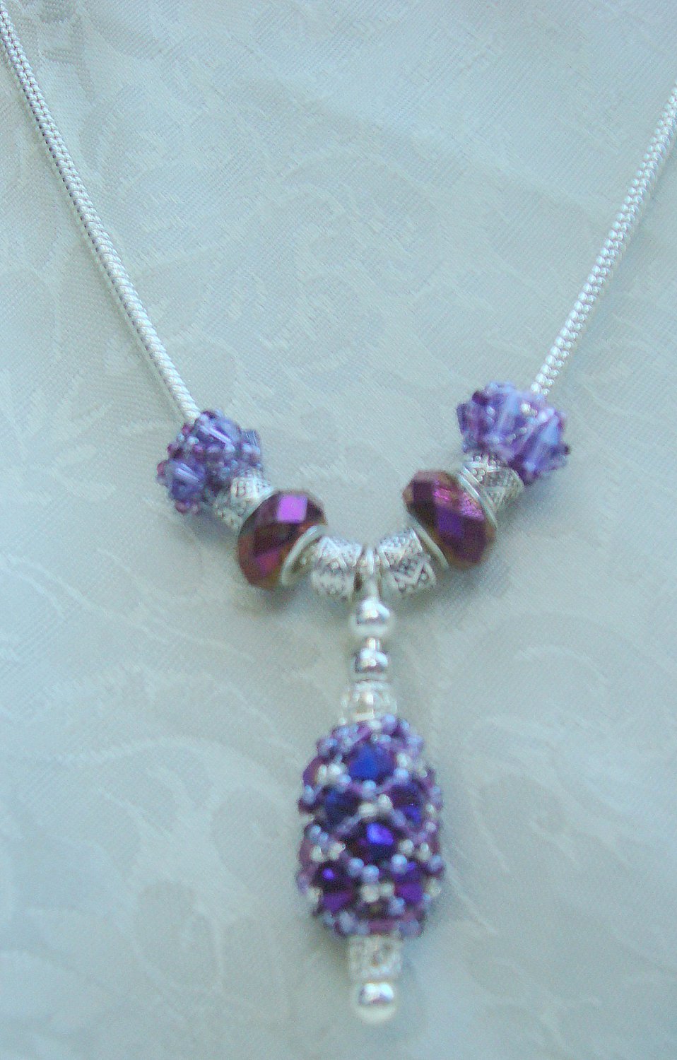 Purple and Silver Pendant Necklace