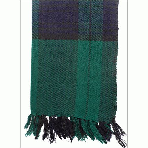 Himalayan Yak Wool Green Blue Check Shawl ,NEPAL