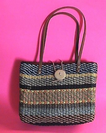 Beautiful Handmade Straw Tote Purse Handbag