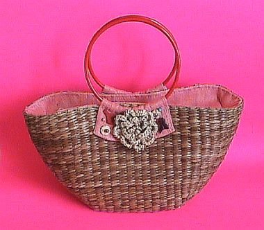 Beautiful Handmade Straw Tote Purse Handbag