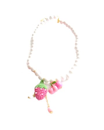Strawberry White Bead Necklace