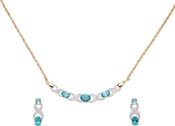 BLUE TOPAZ AND DIAMOND NECKLACE AND EARRING SET