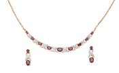 GARNET & DIAMOND NECKLACE & MATCHING EARRINGS
