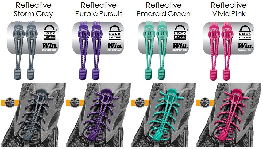 Nathan Shoe Reflective Lock Laces Elastic Shoelace & Fastening System