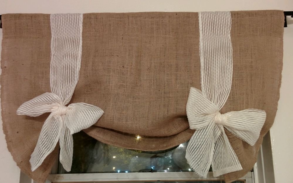 Handmade Tie Up Burlap Valance